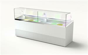 Cold Wall Gelato and Ice Cream Dipping Cabinet.  12) 3 Gallon Tub capacity for display and additional 6 tub storage below